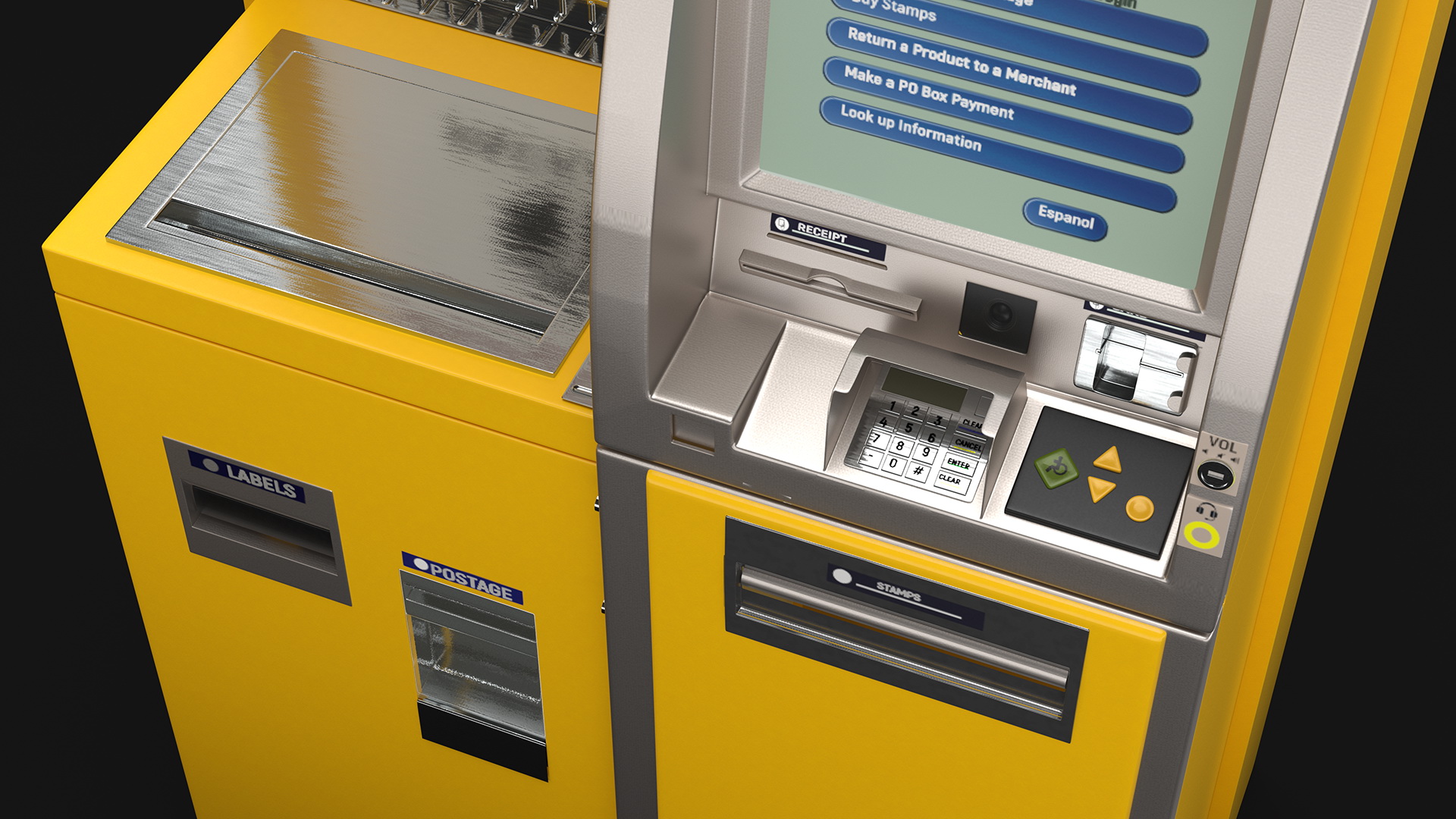 3D Post Self Service Kiosk model