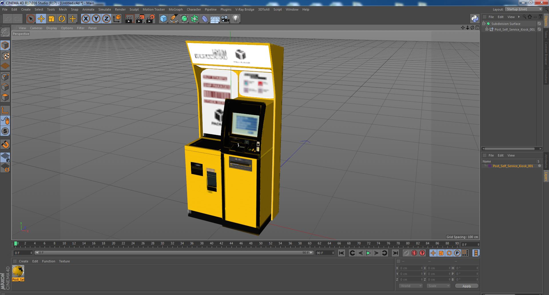 3D Post Self Service Kiosk model