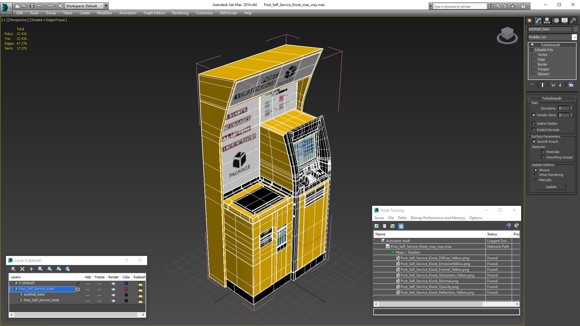 3D Post Self Service Kiosk model