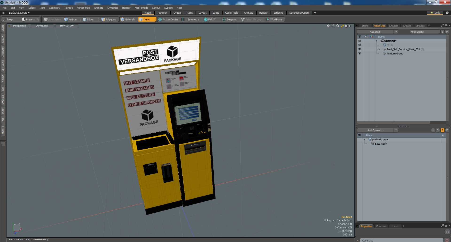 3D Post Self Service Kiosk model