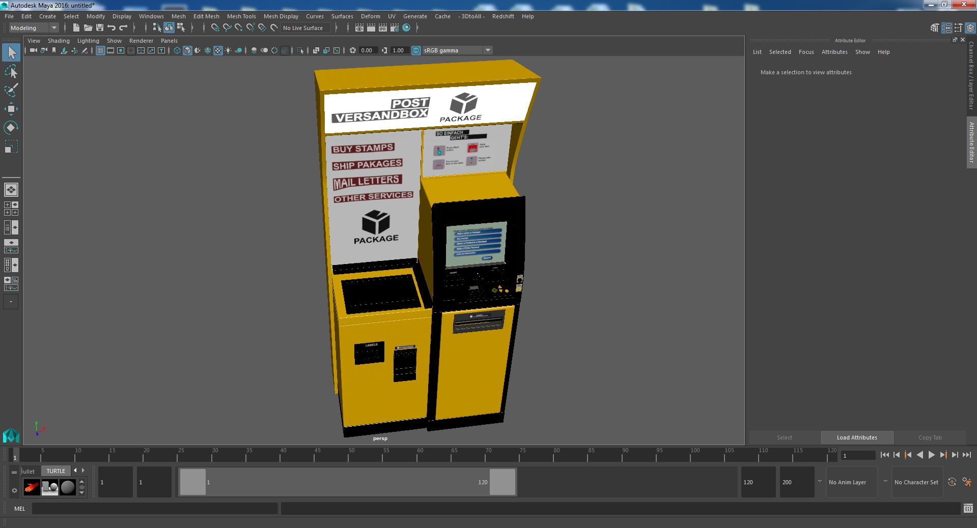 3D Post Self Service Kiosk model