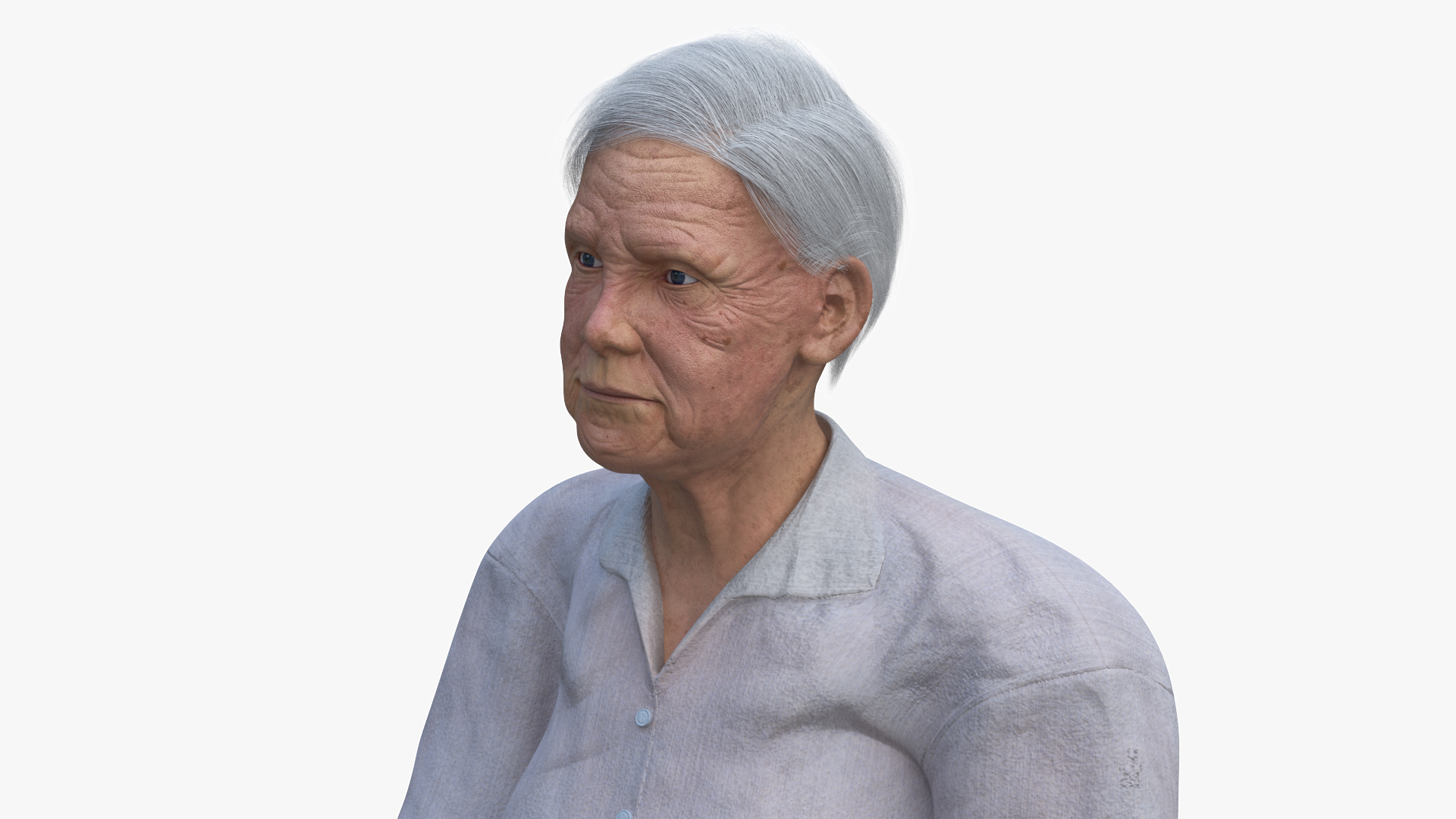 3D Older Woman Standing with Walking Cane model