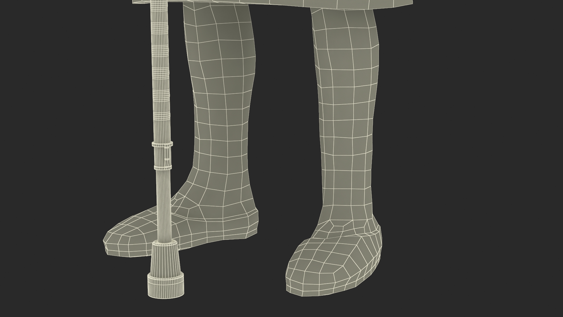 3D Older Woman Standing with Walking Cane model