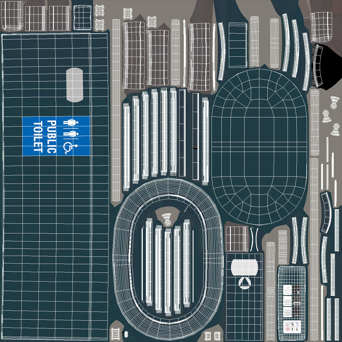 3D Public Toilet model
