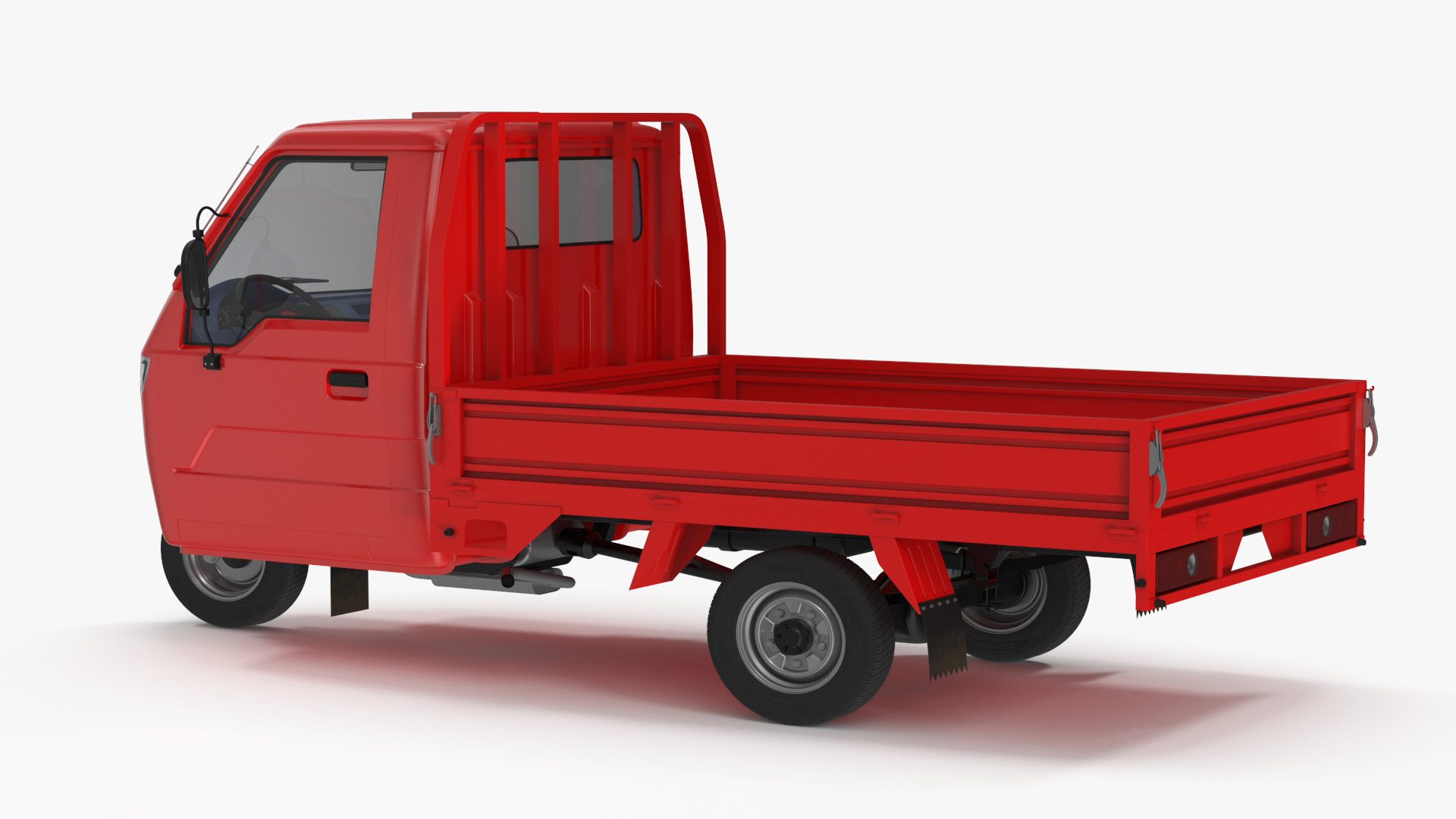 Asian Delivery Trike with Open Body Red 3D model