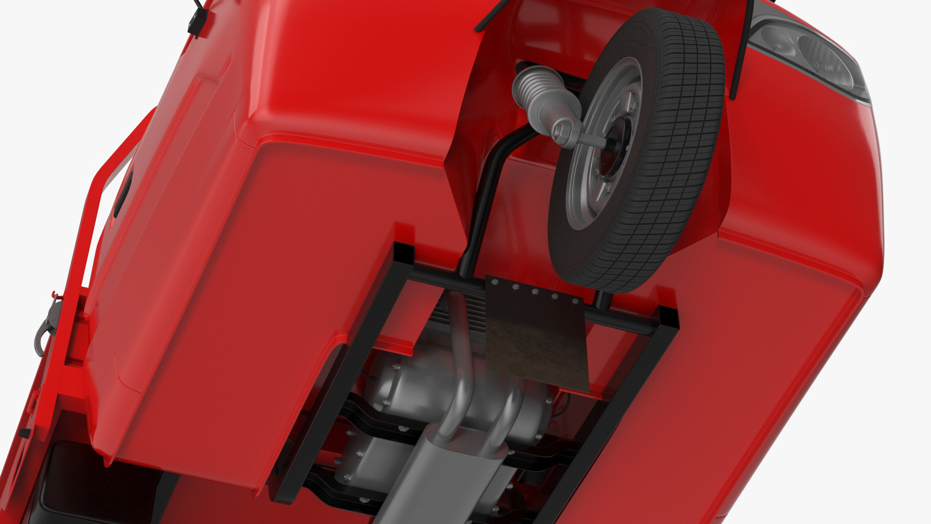 Asian Delivery Trike with Open Body Red 3D model