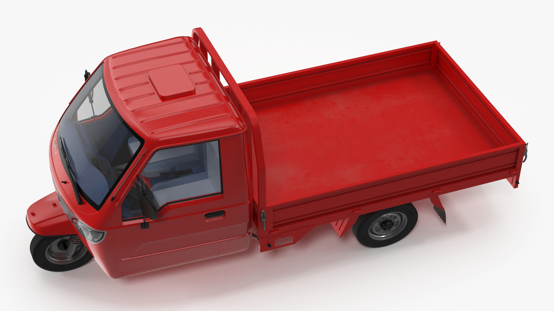 Asian Delivery Trike with Open Body Red 3D model