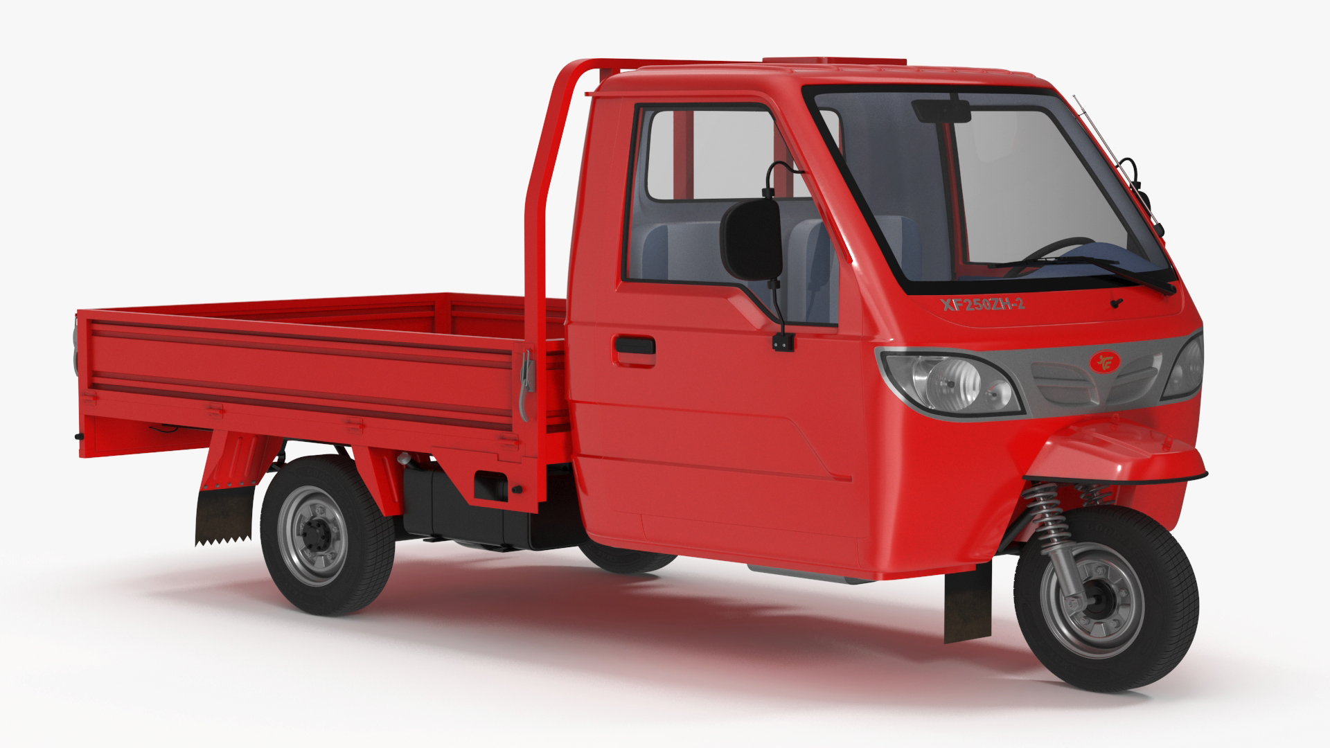 Asian Delivery Trike with Open Body Red 3D model