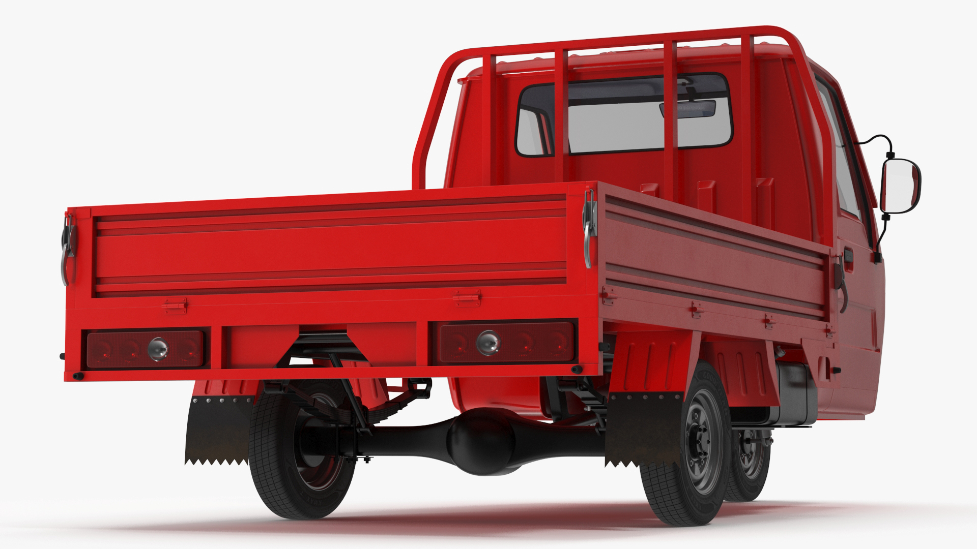 Asian Delivery Trike with Open Body Red 3D model