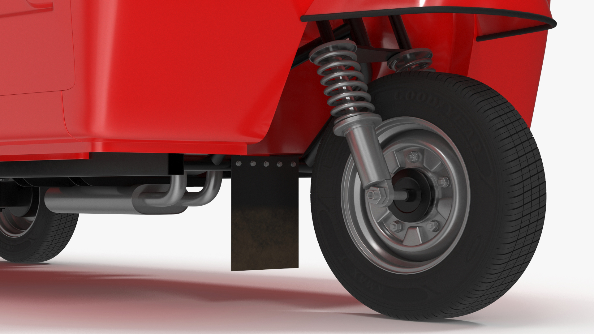 Asian Delivery Trike with Open Body Red 3D model