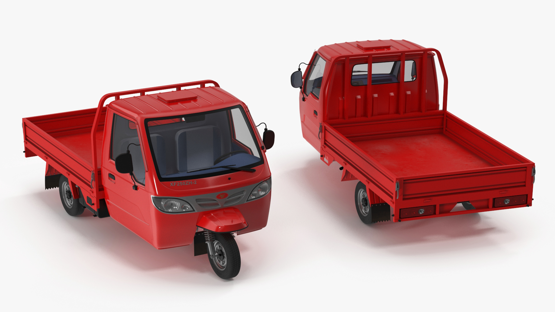 Asian Delivery Trike with Open Body Red 3D model