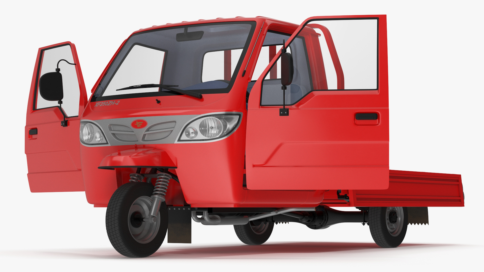 Asian Delivery Trike with Open Body Red 3D model