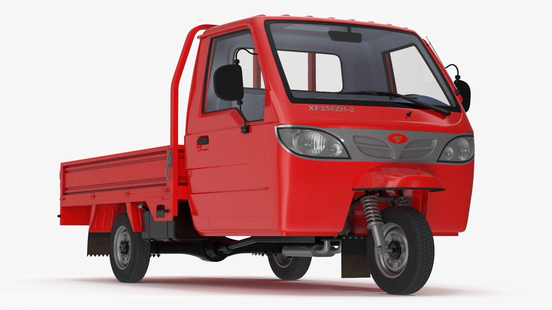 Asian Delivery Trike with Open Body Red 3D model