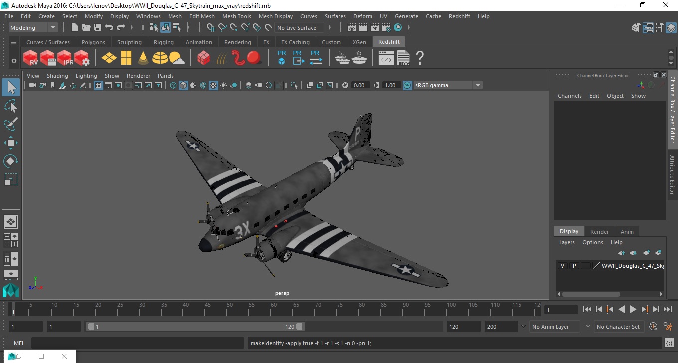 3D WWII Douglas C-47 Skytrain