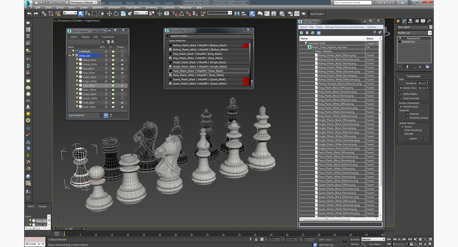 3D Plastic Chess Figures