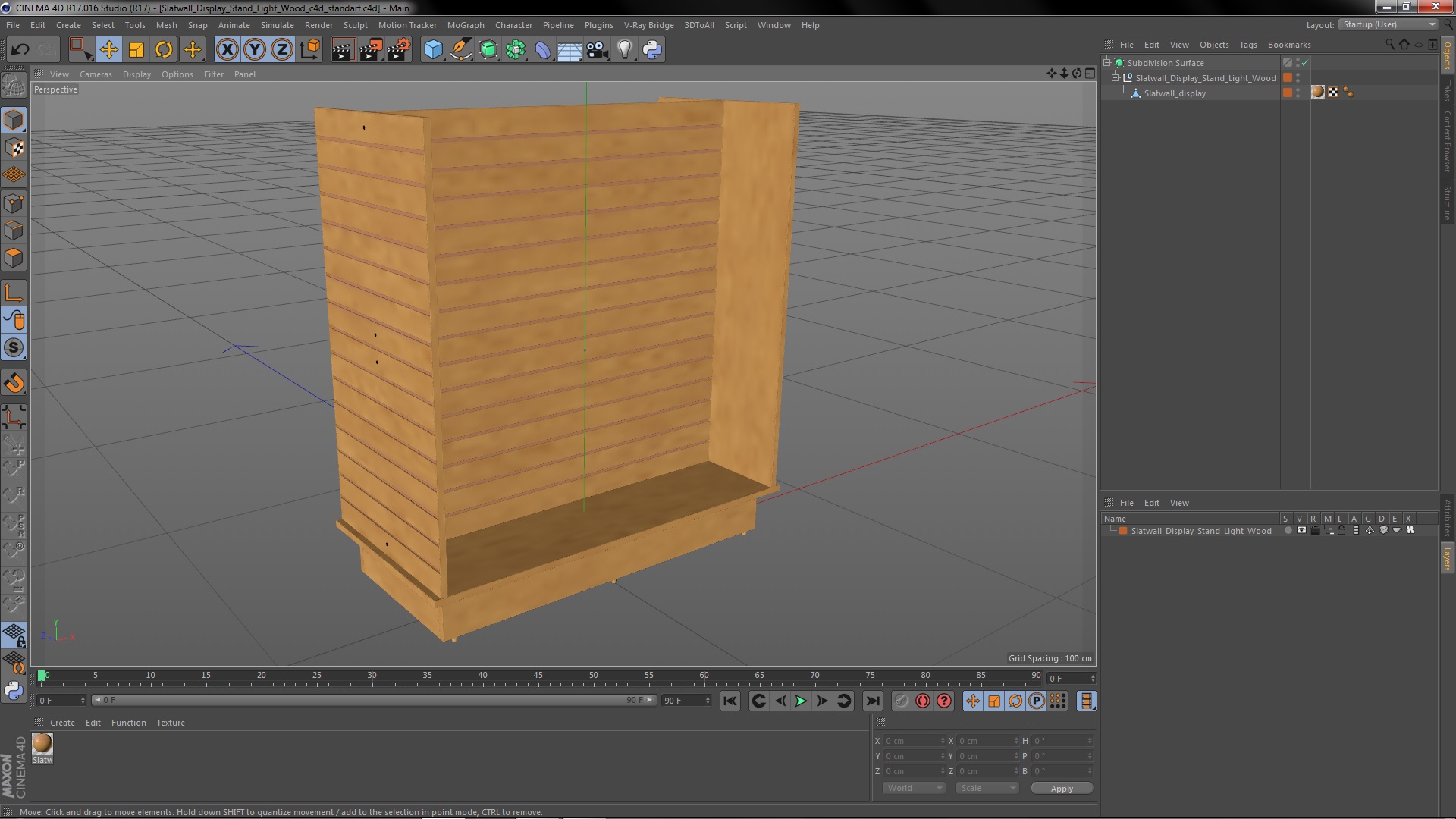 3D Slatwall Display Stand Light Wood model