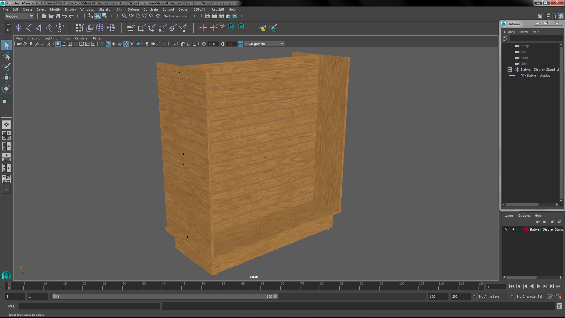 3D Slatwall Display Stand Light Wood model