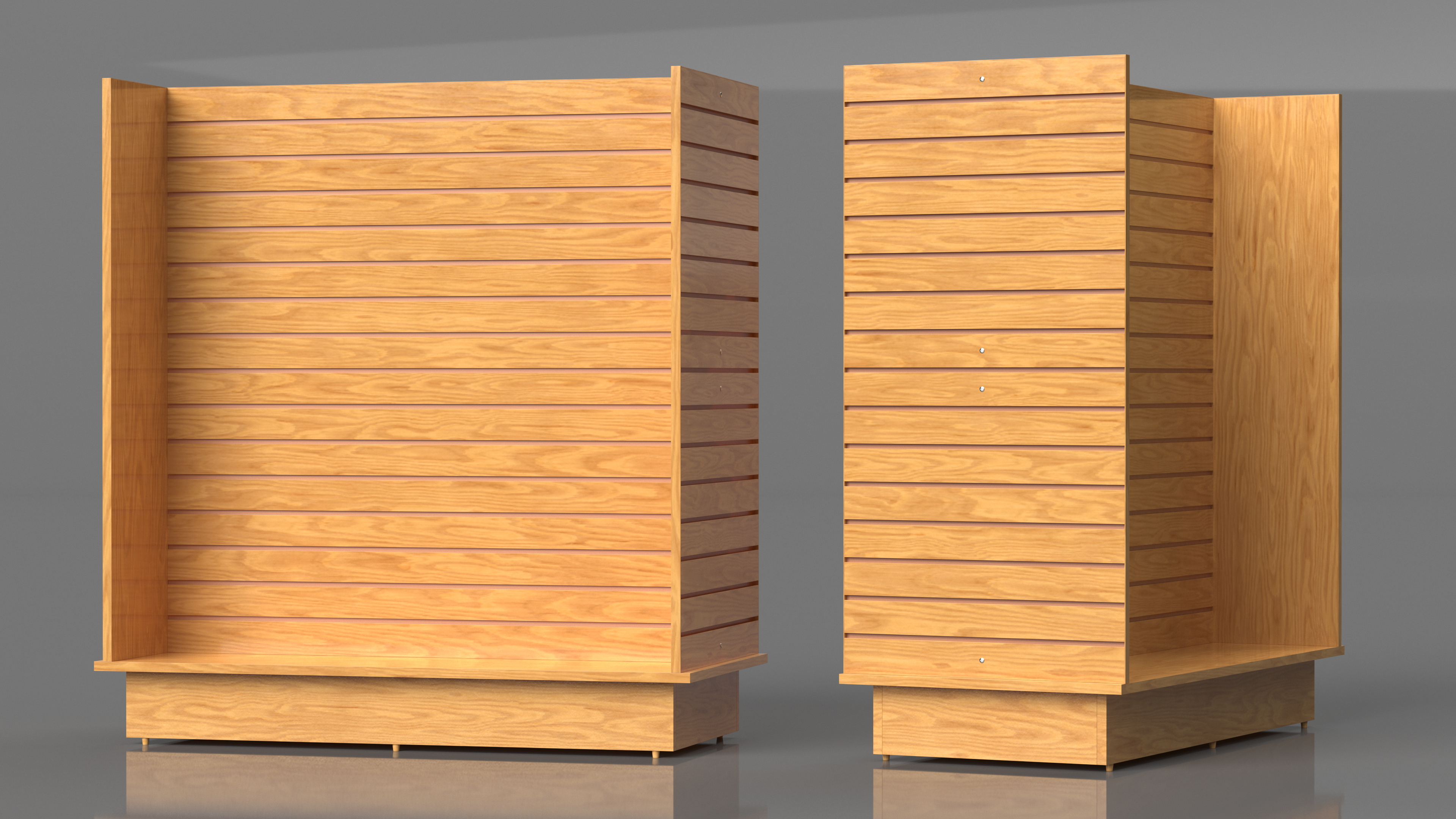 3D Slatwall Display Stand Light Wood model