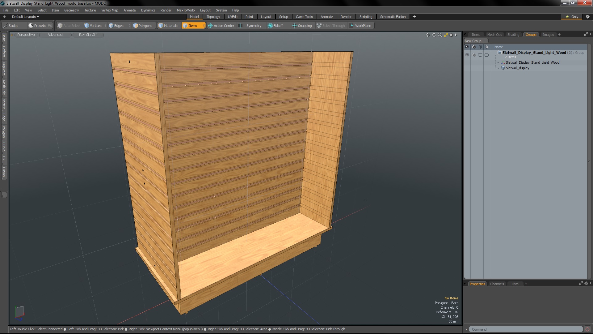 3D Slatwall Display Stand Light Wood model