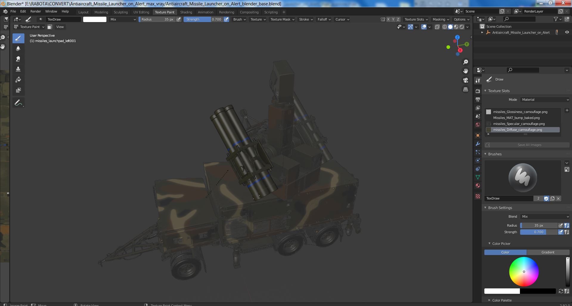 3D Antiaircraft Missile Launcher on Alert model