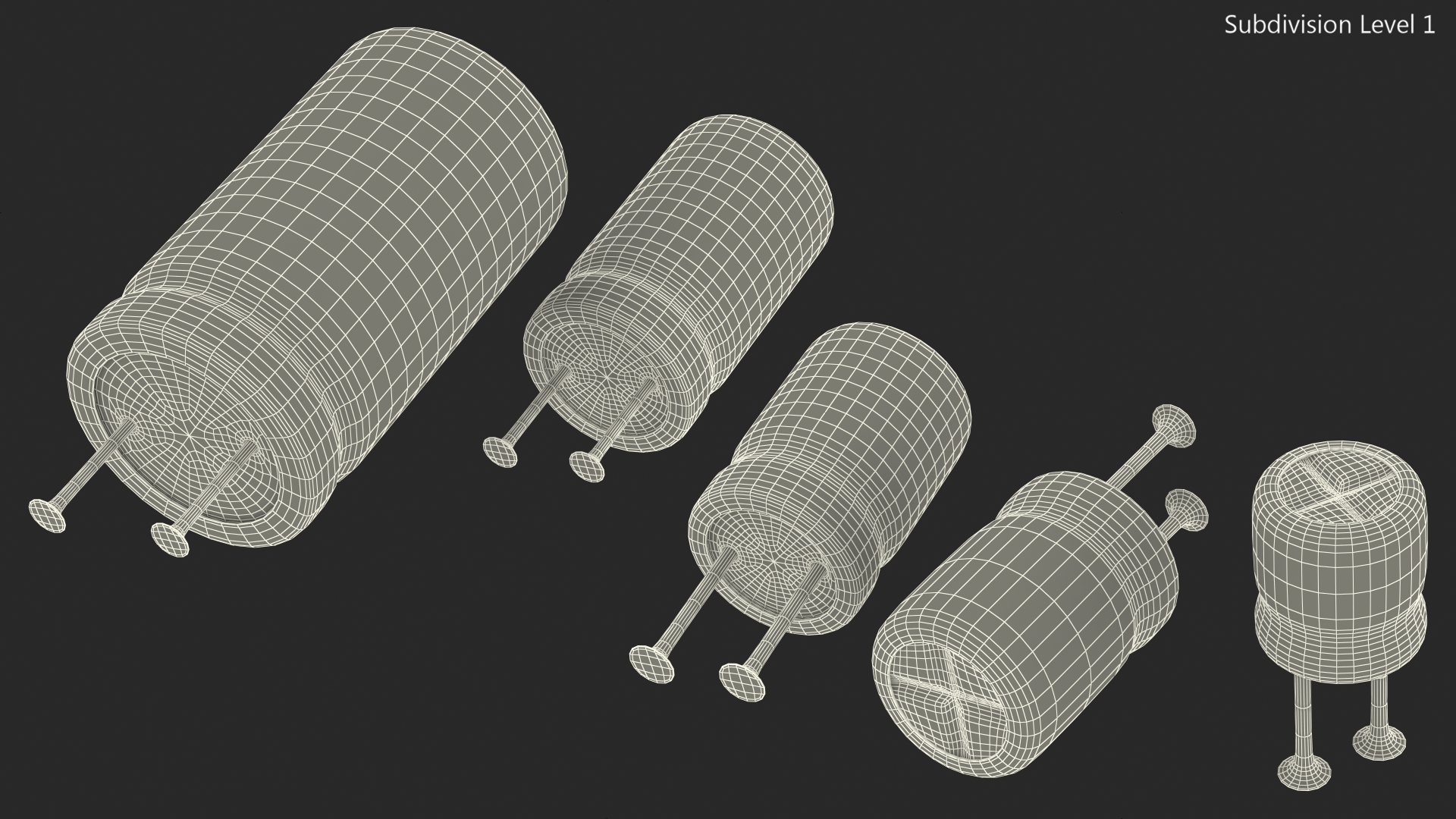 3D model Electrolytic Capacitor Soldered Set
