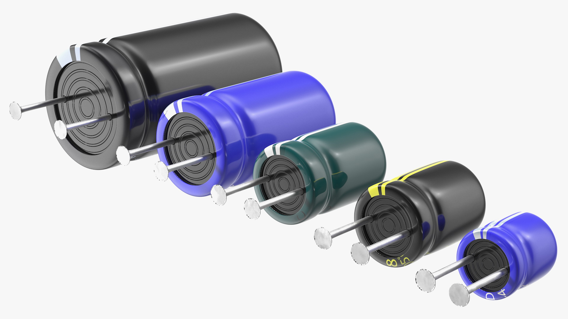 3D model Electrolytic Capacitor Soldered Set