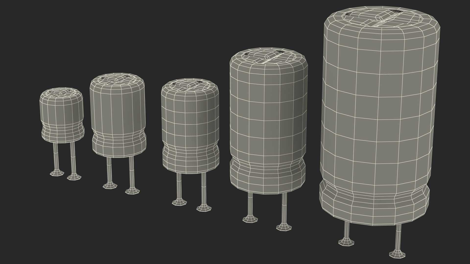 3D model Electrolytic Capacitor Soldered Set