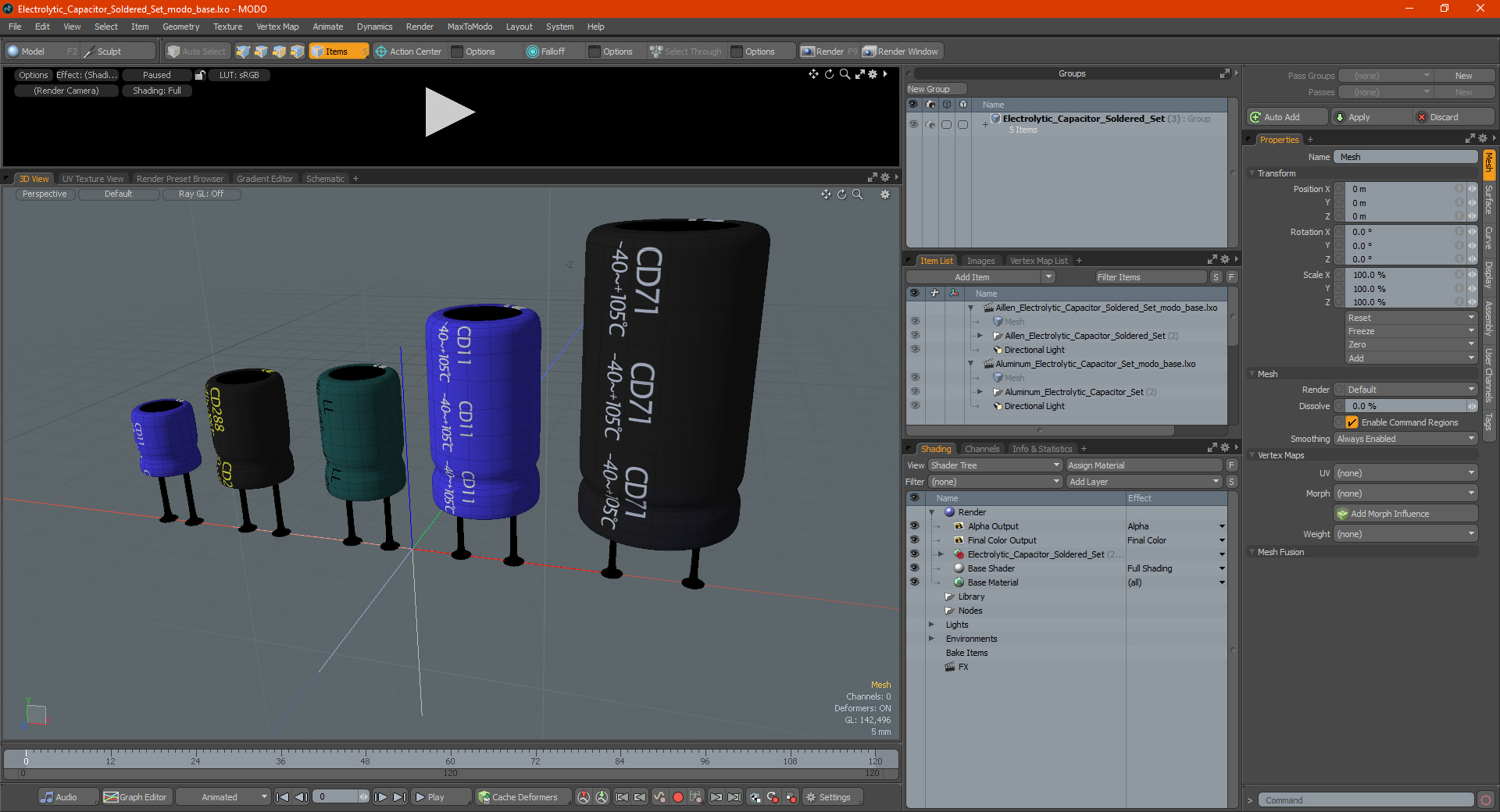 3D model Electrolytic Capacitor Soldered Set