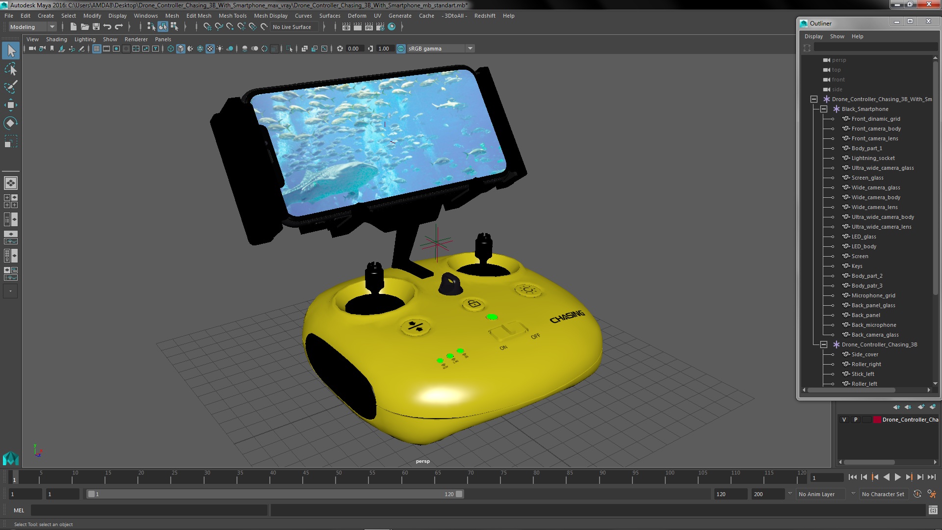 3D Drone Controller Chasing 3B With Smartphone model