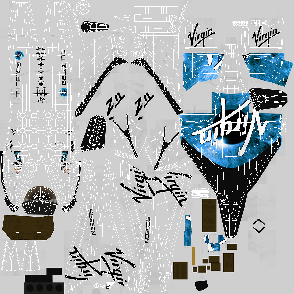 3D model Virgin Galactic SpaceShipTwo Rigged