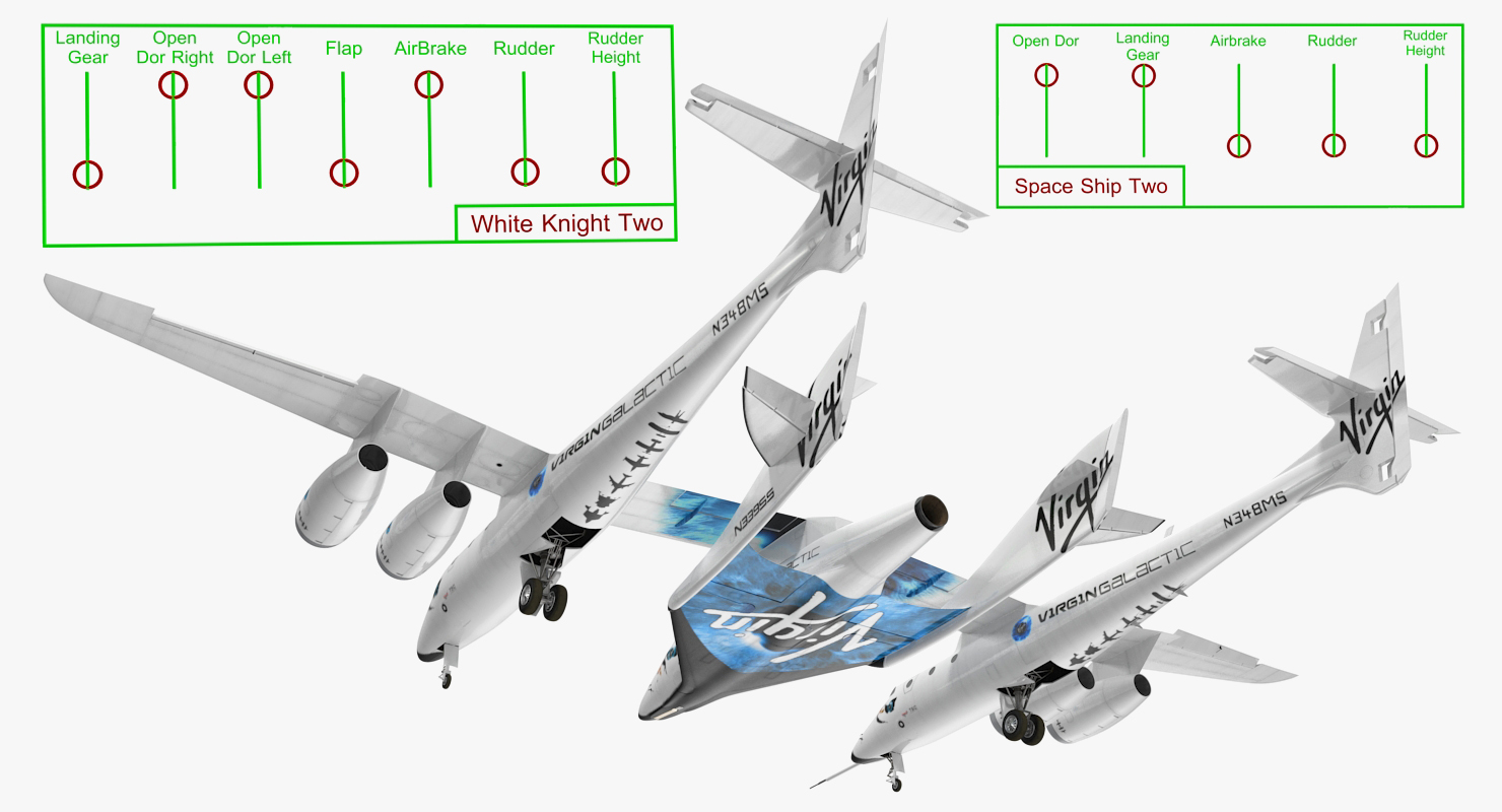 3D model Virgin Galactic SpaceShipTwo Rigged