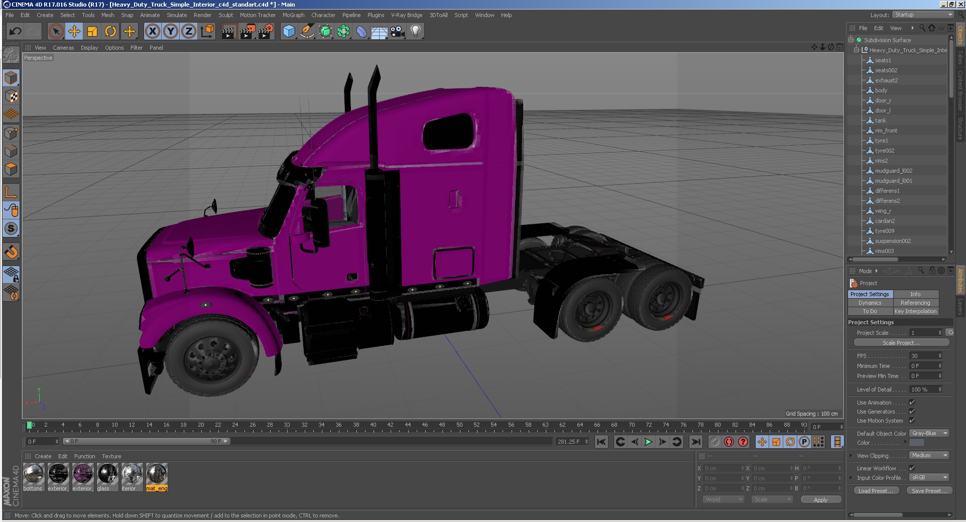 Heavy Duty Truck Simple Interior 3D