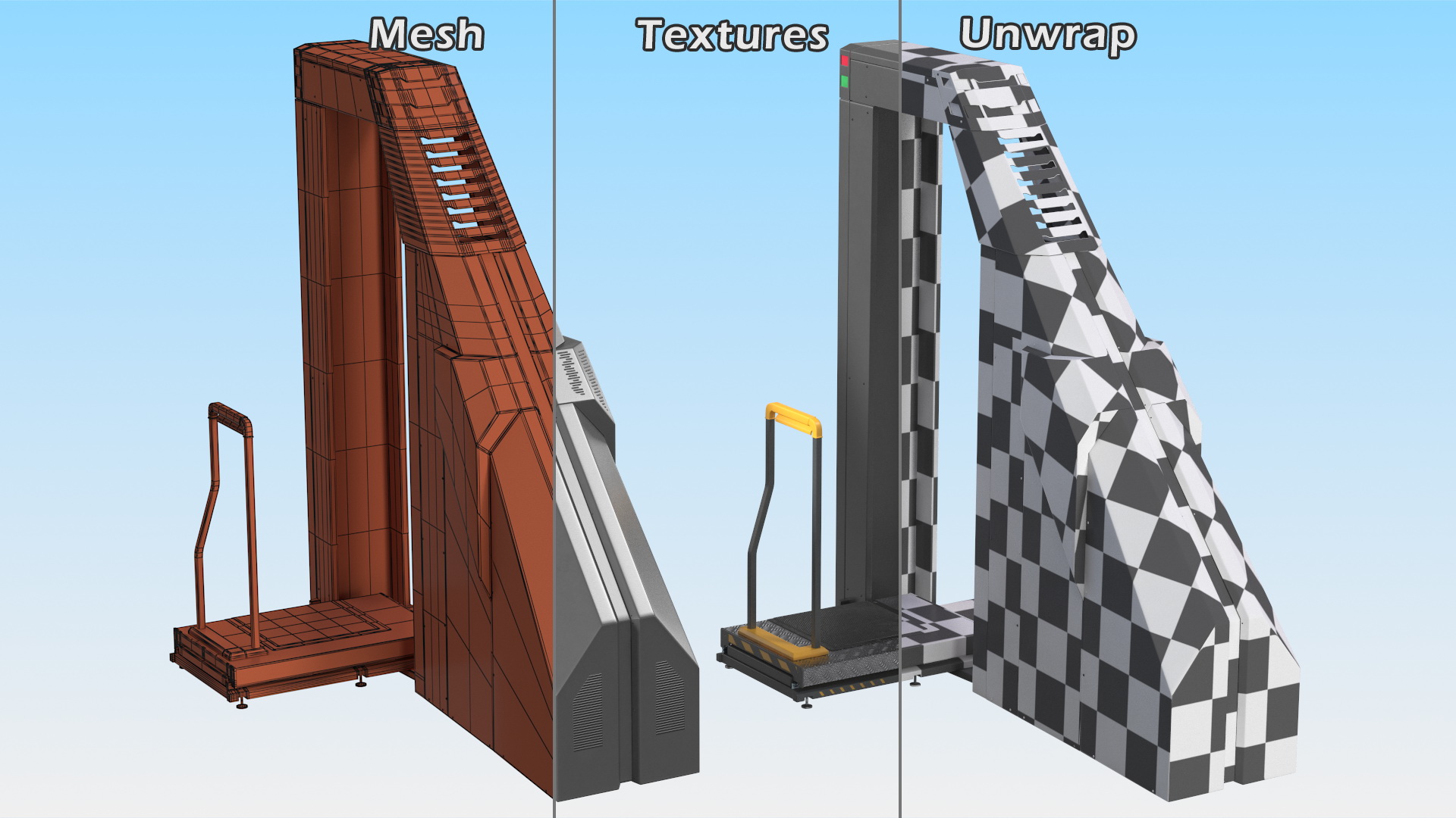 Airport Security X Ray Full Body Scanner Rigged 3D