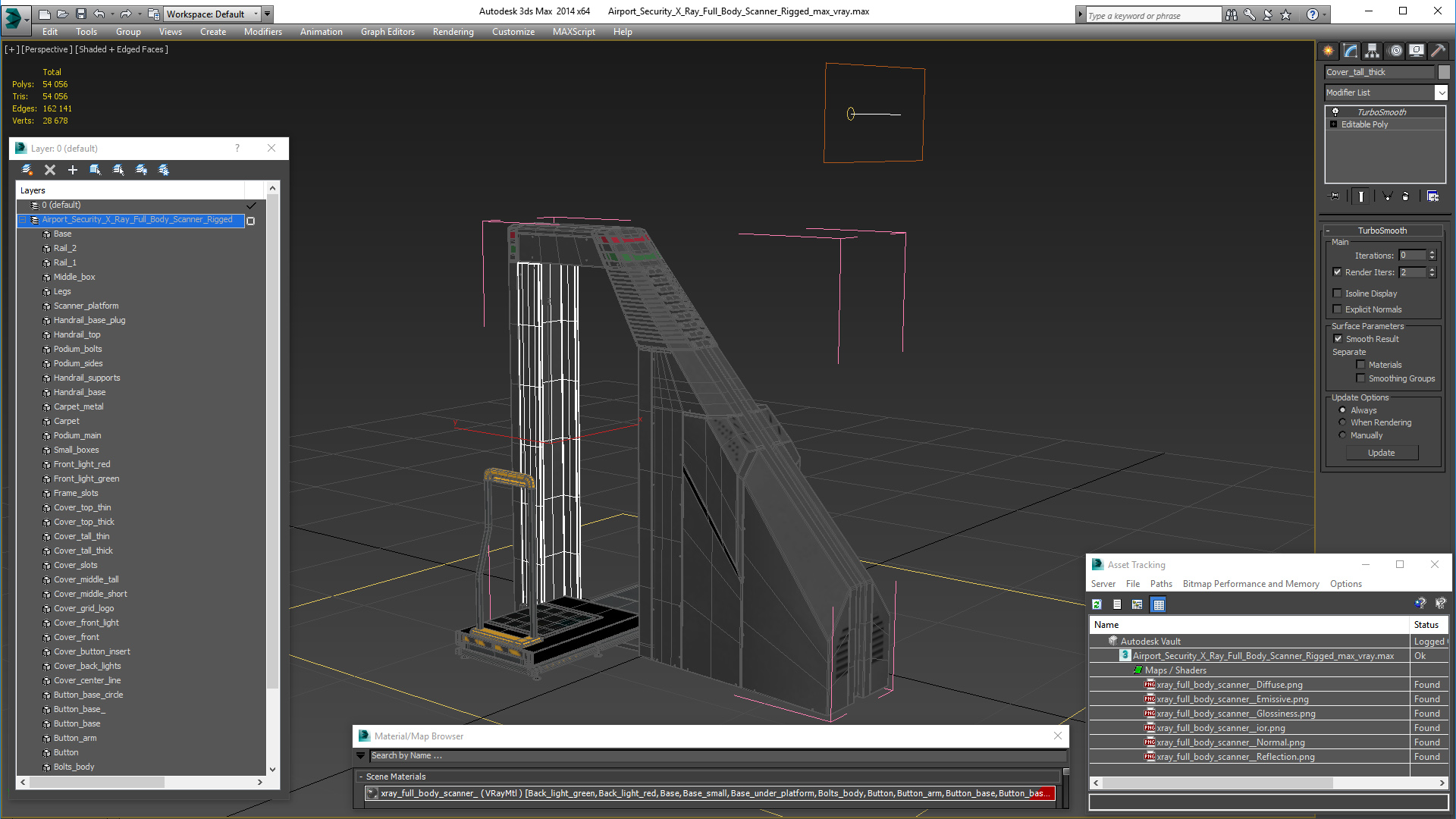 Airport Security X Ray Full Body Scanner Rigged 3D