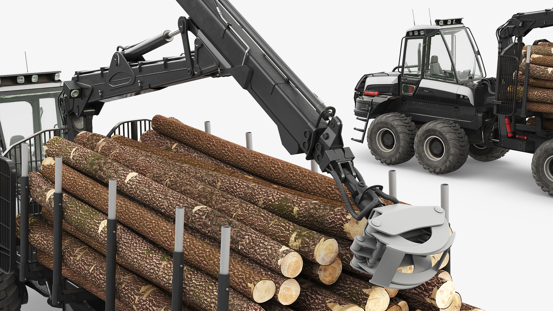 Timber Forwarding Machine with Crane and Logs, view 9