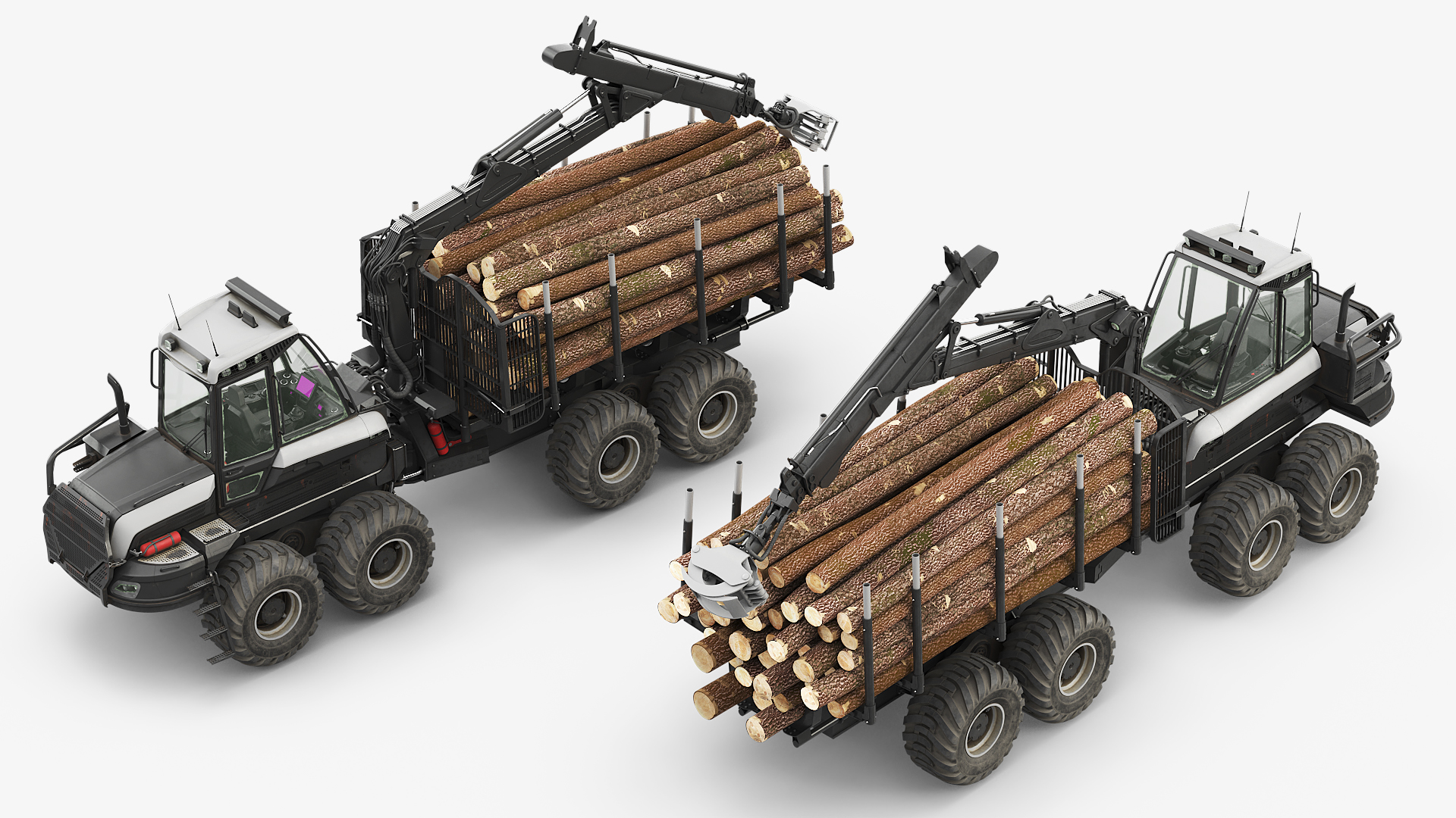 Timber Forwarding Machine with Crane and Logs