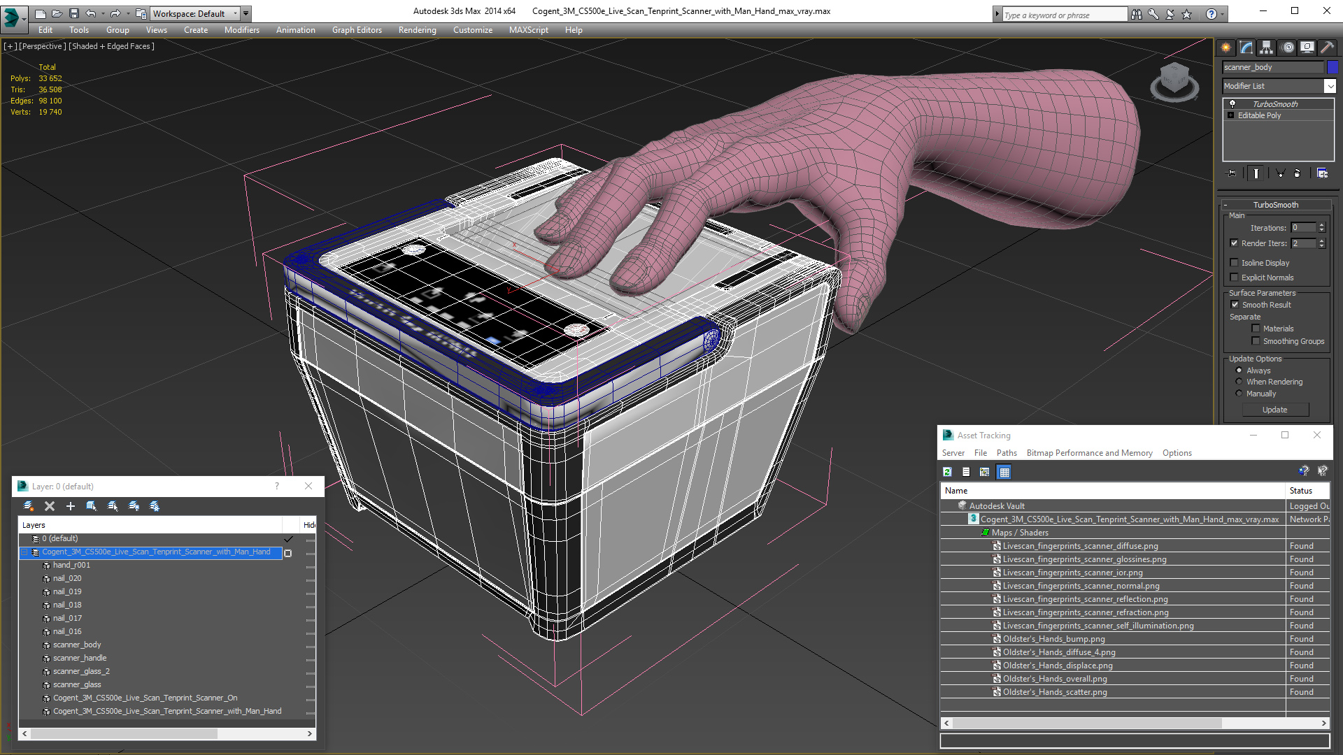 Cogent 3M CS500e Live Scan Tenprint Scanner with Man Hand 3D