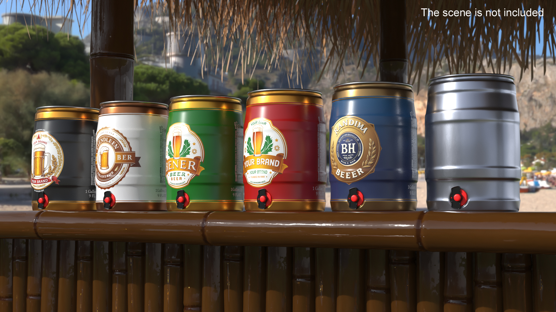 Customizable Beverage Keg Set 3D model