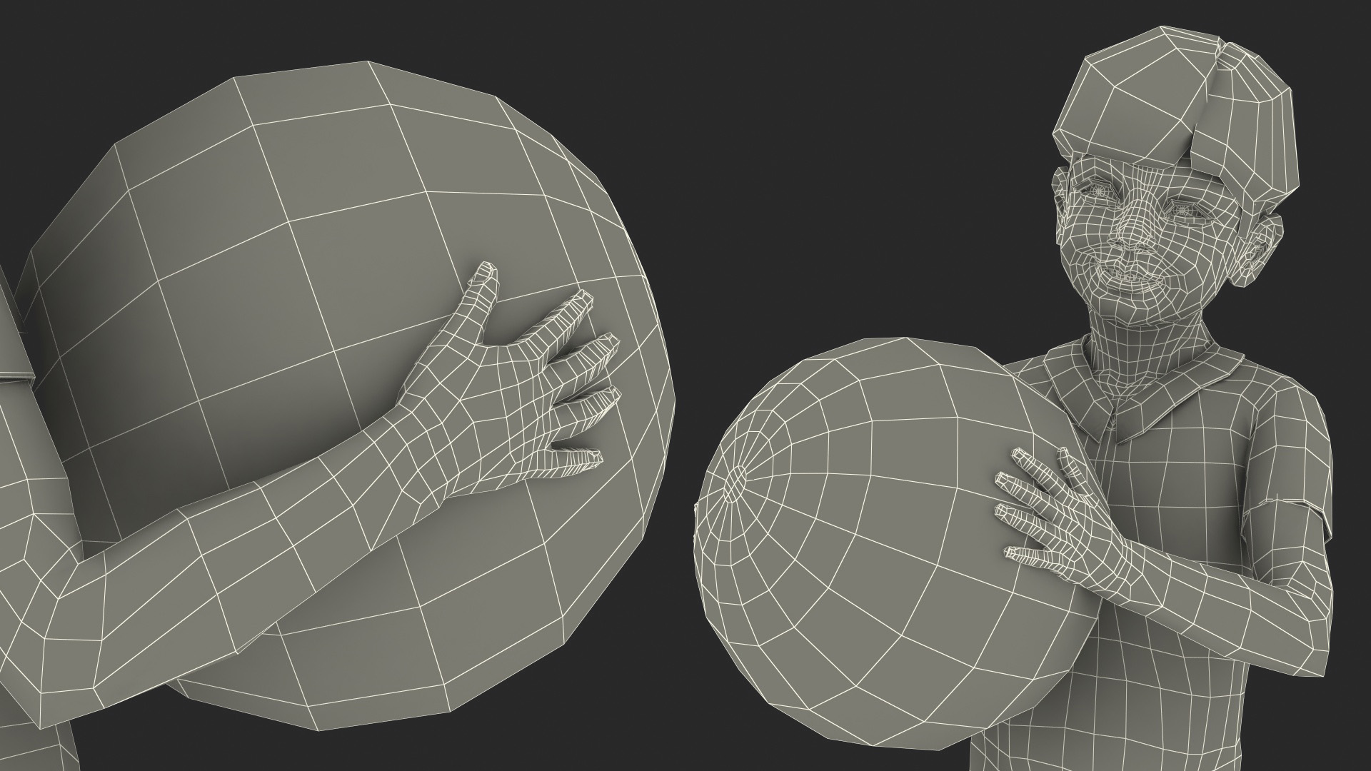 3D Asian Child Boy With Beach Ball