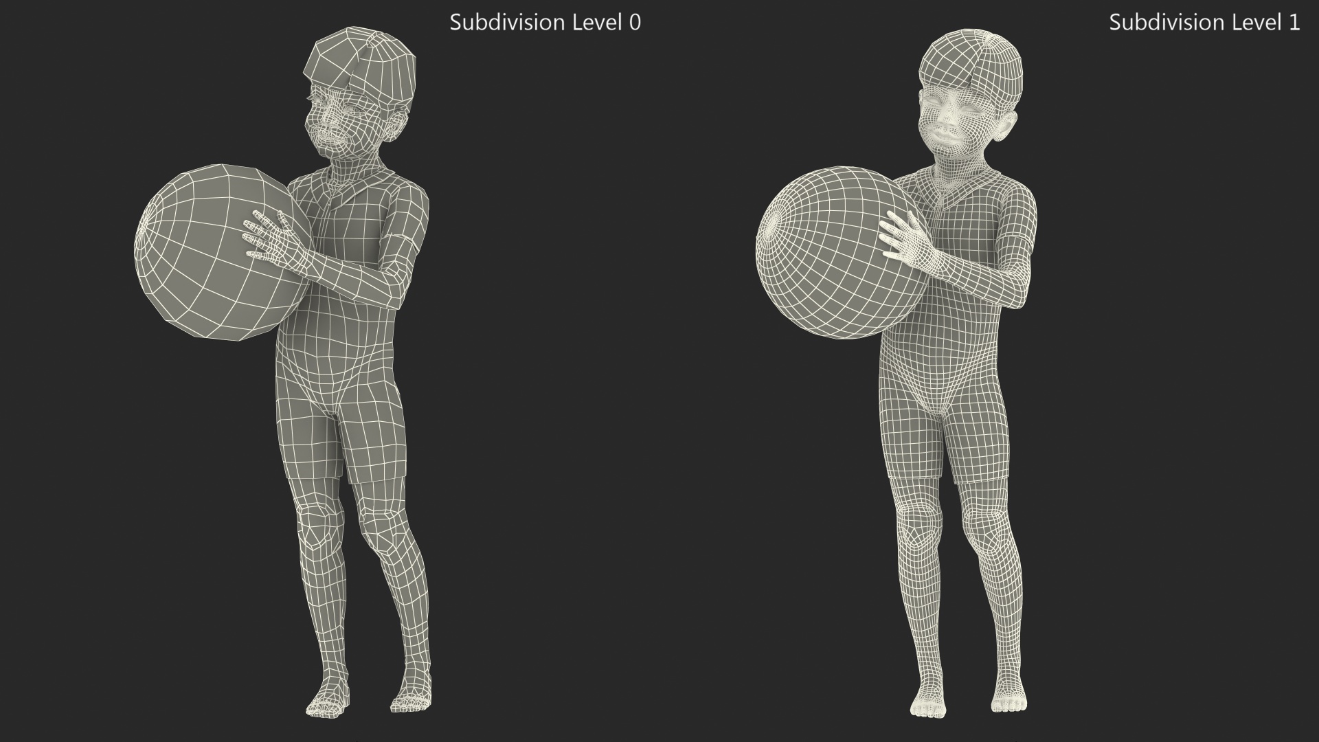 3D Asian Child Boy With Beach Ball