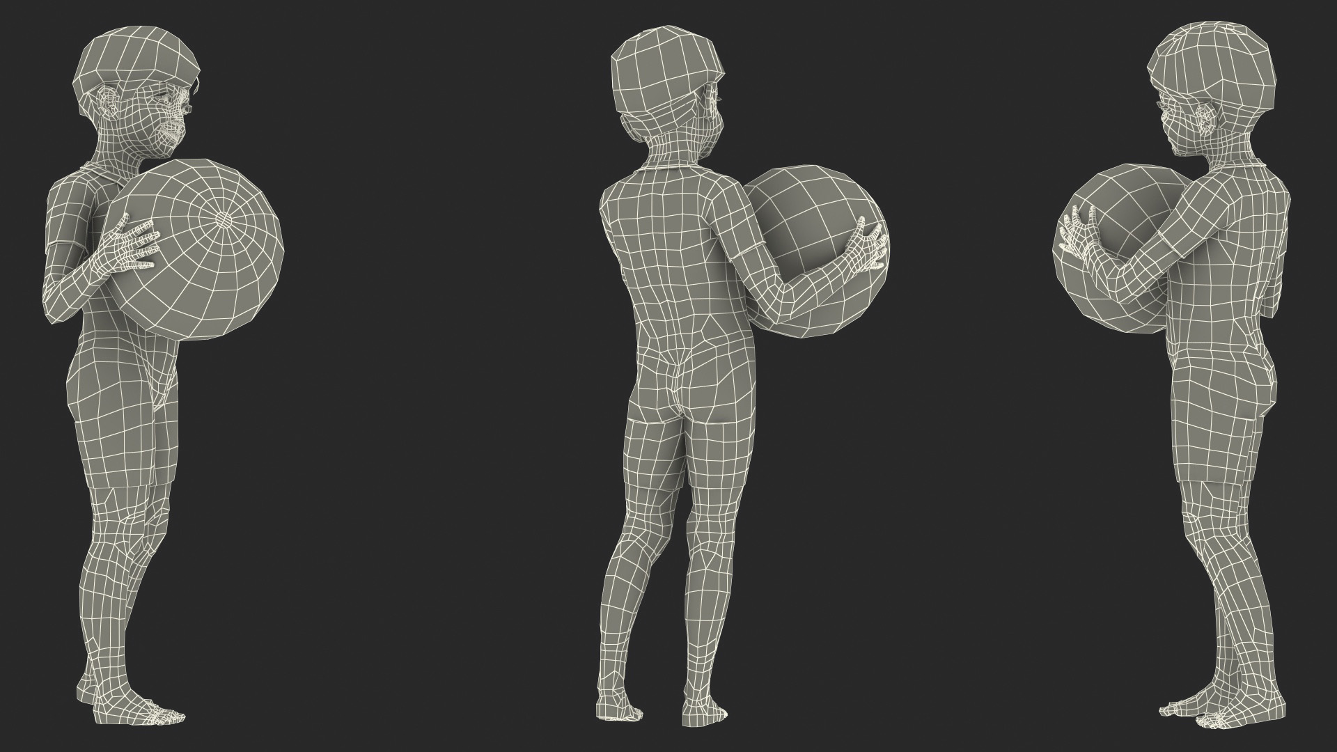 3D Asian Child Boy With Beach Ball