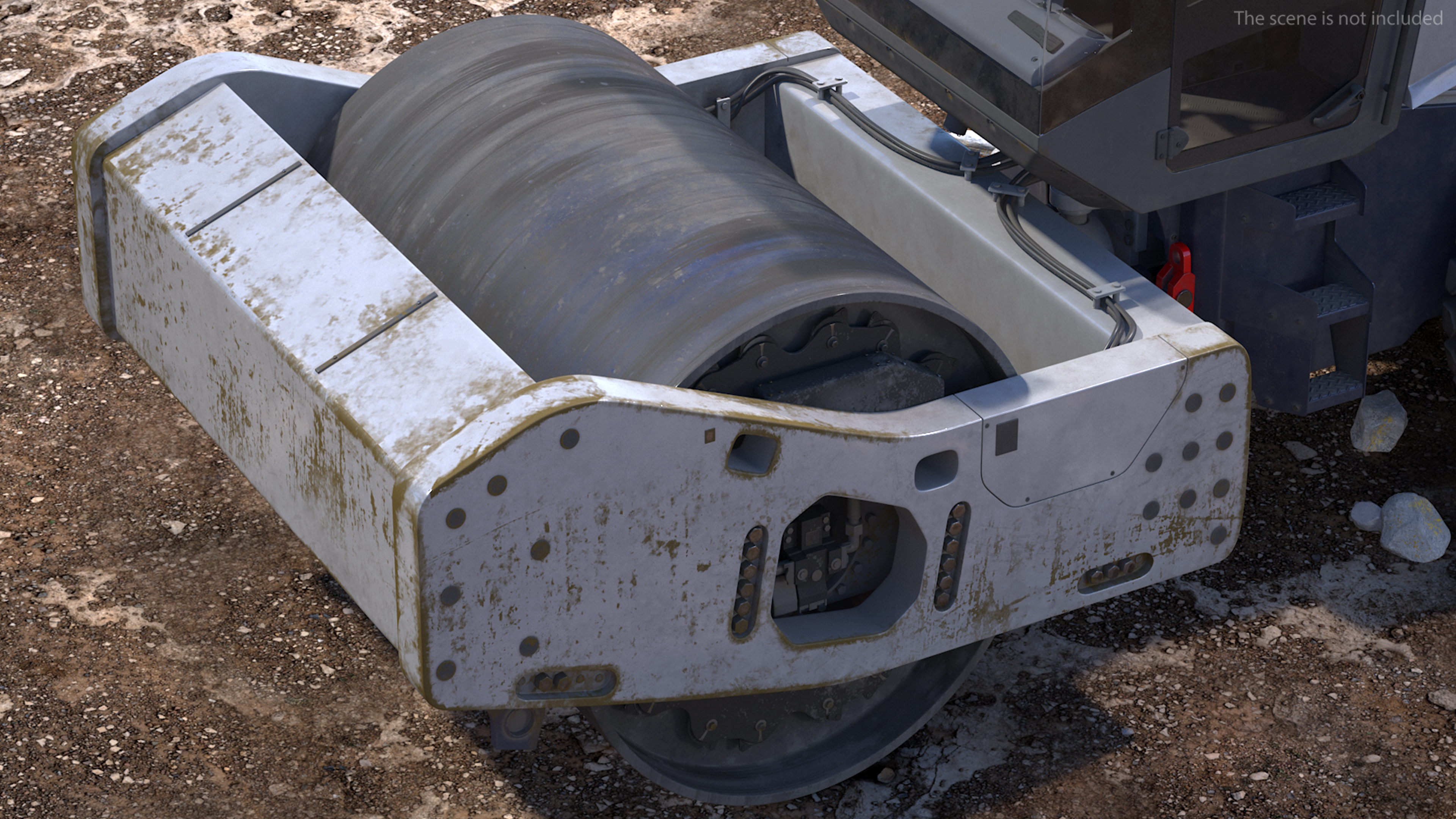 3D model Heavy Duty Single Drum Compactor Dirty Rigged