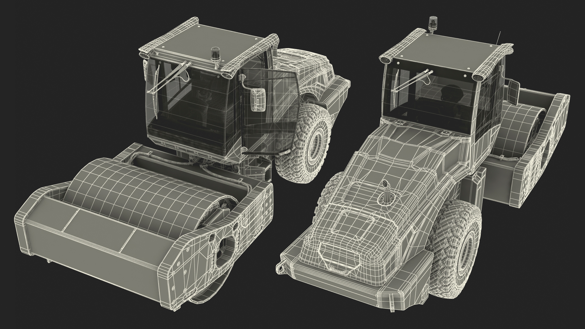 3D model Heavy Duty Single Drum Compactor Dirty Rigged