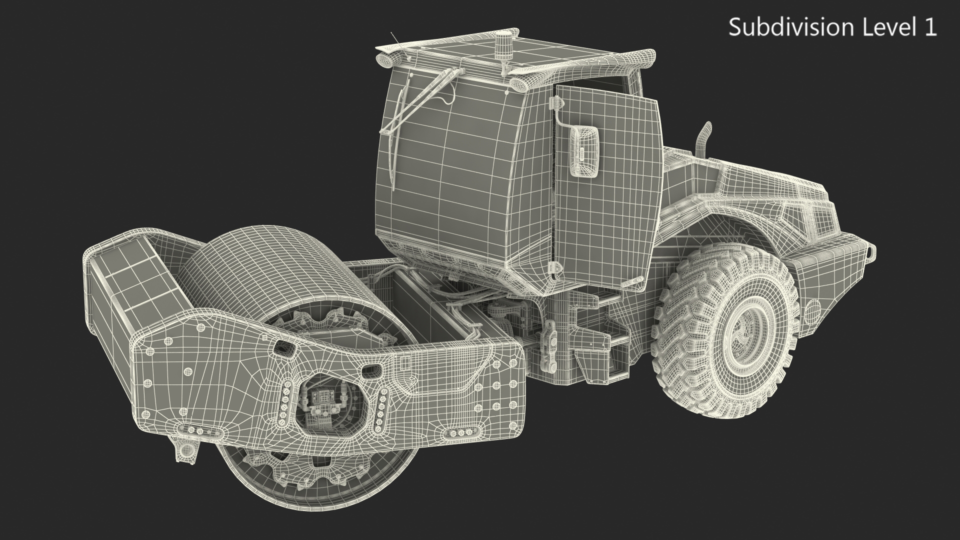 3D model Heavy Duty Single Drum Compactor Dirty Rigged