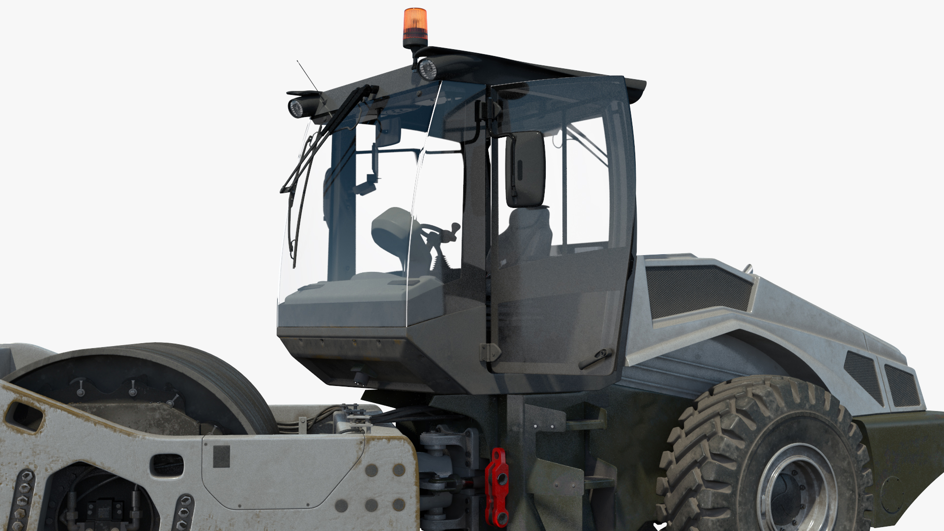 3D model Heavy Duty Single Drum Compactor Dirty Rigged