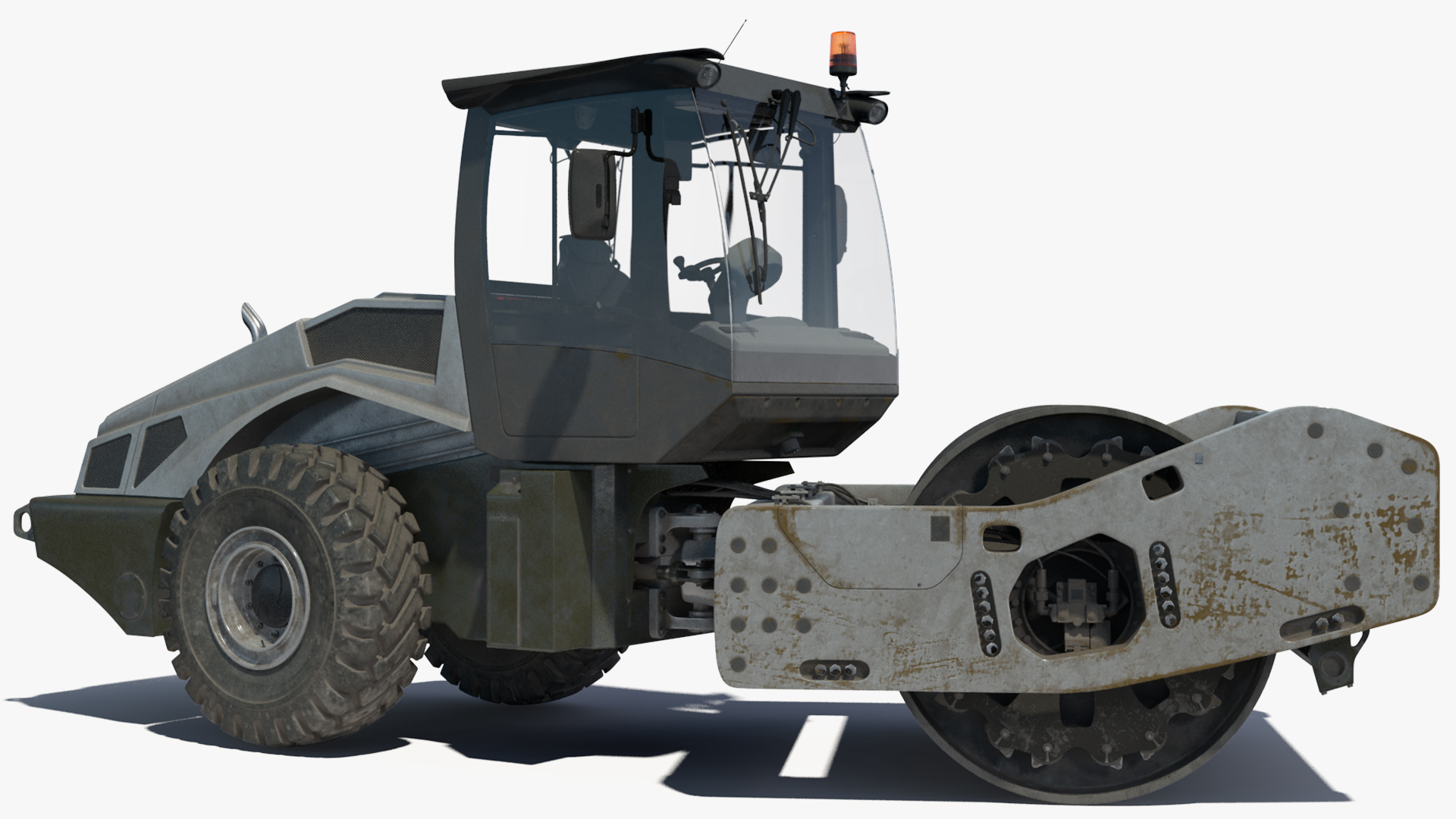 3D model Heavy Duty Single Drum Compactor Dirty Rigged