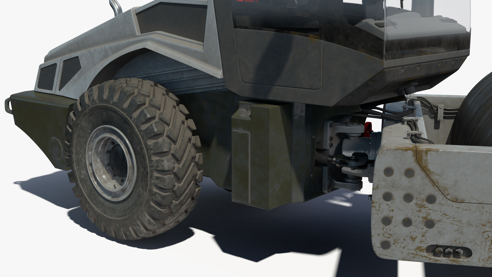 3D model Heavy Duty Single Drum Compactor Dirty Rigged