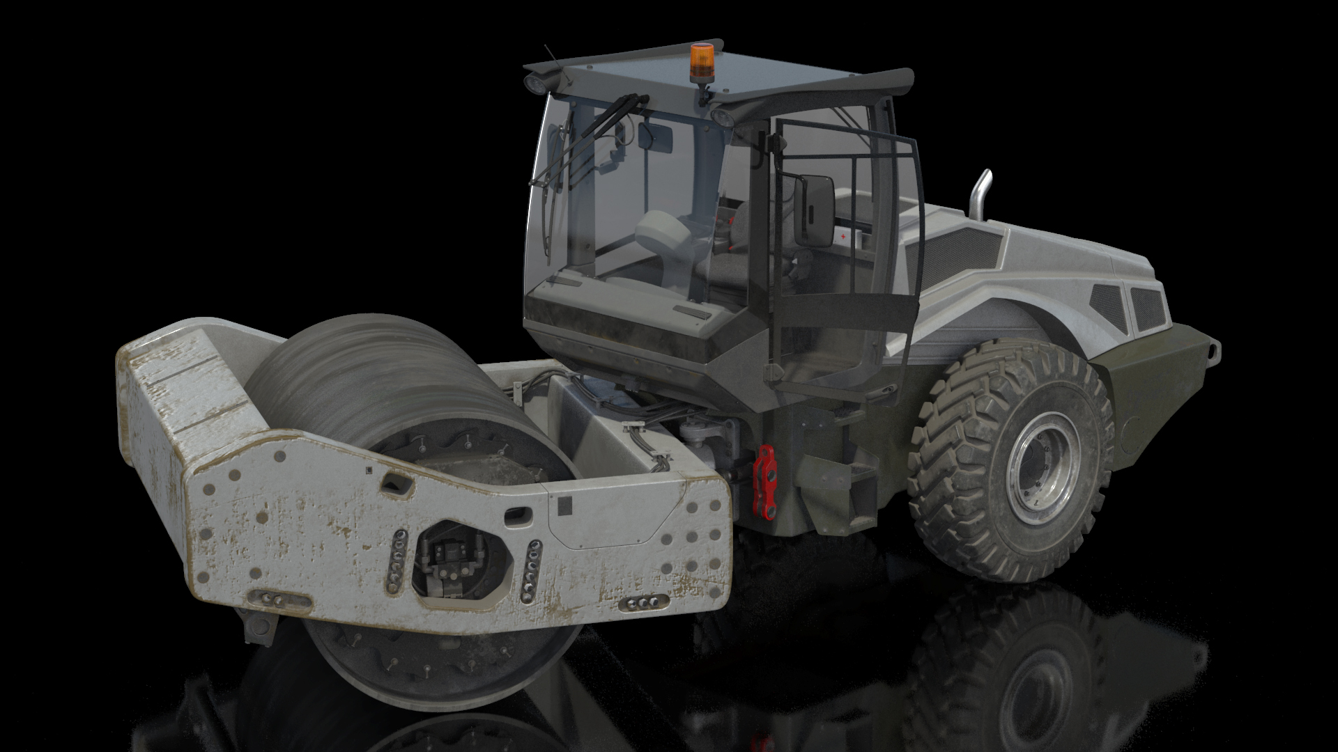 3D model Heavy Duty Single Drum Compactor Dirty Rigged