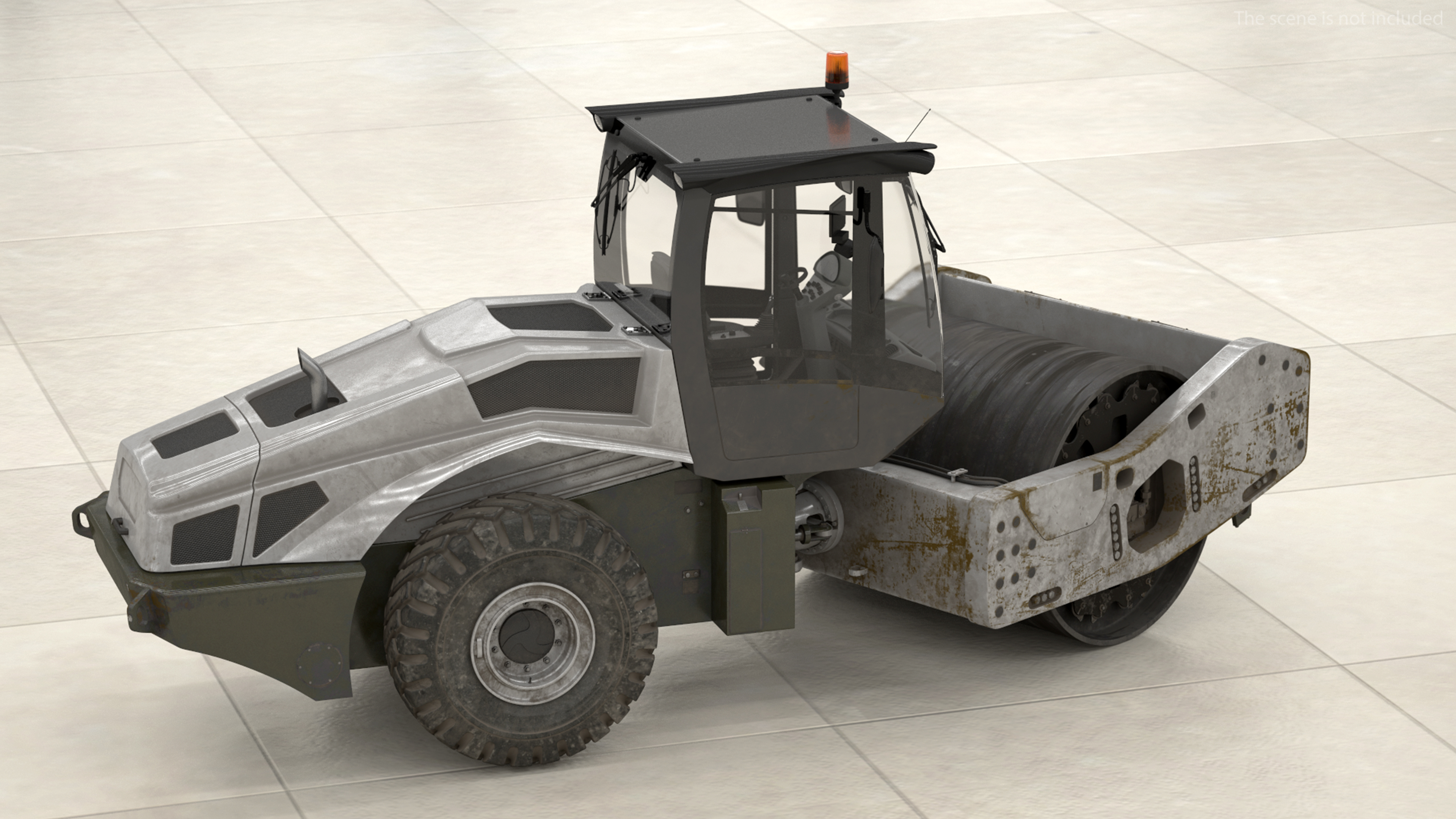 3D model Heavy Duty Single Drum Compactor Dirty Rigged