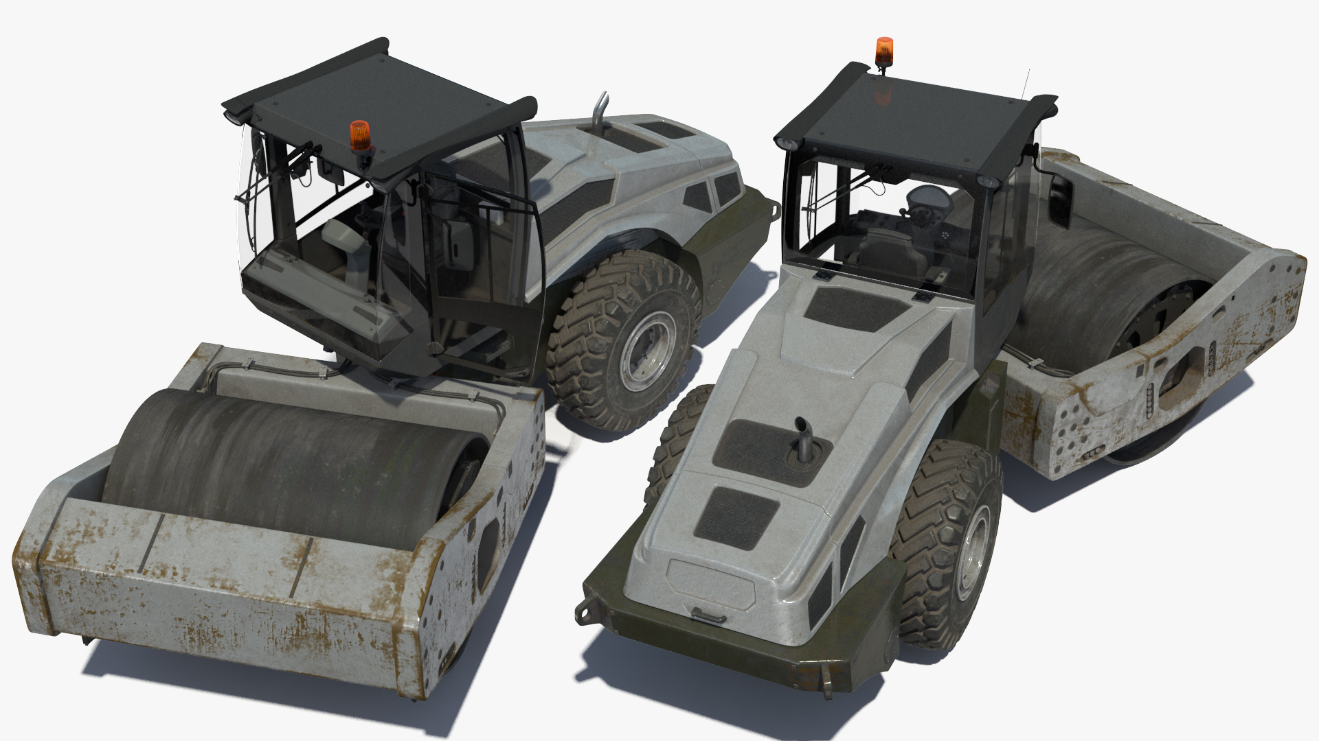 3D model Heavy Duty Single Drum Compactor Dirty Rigged